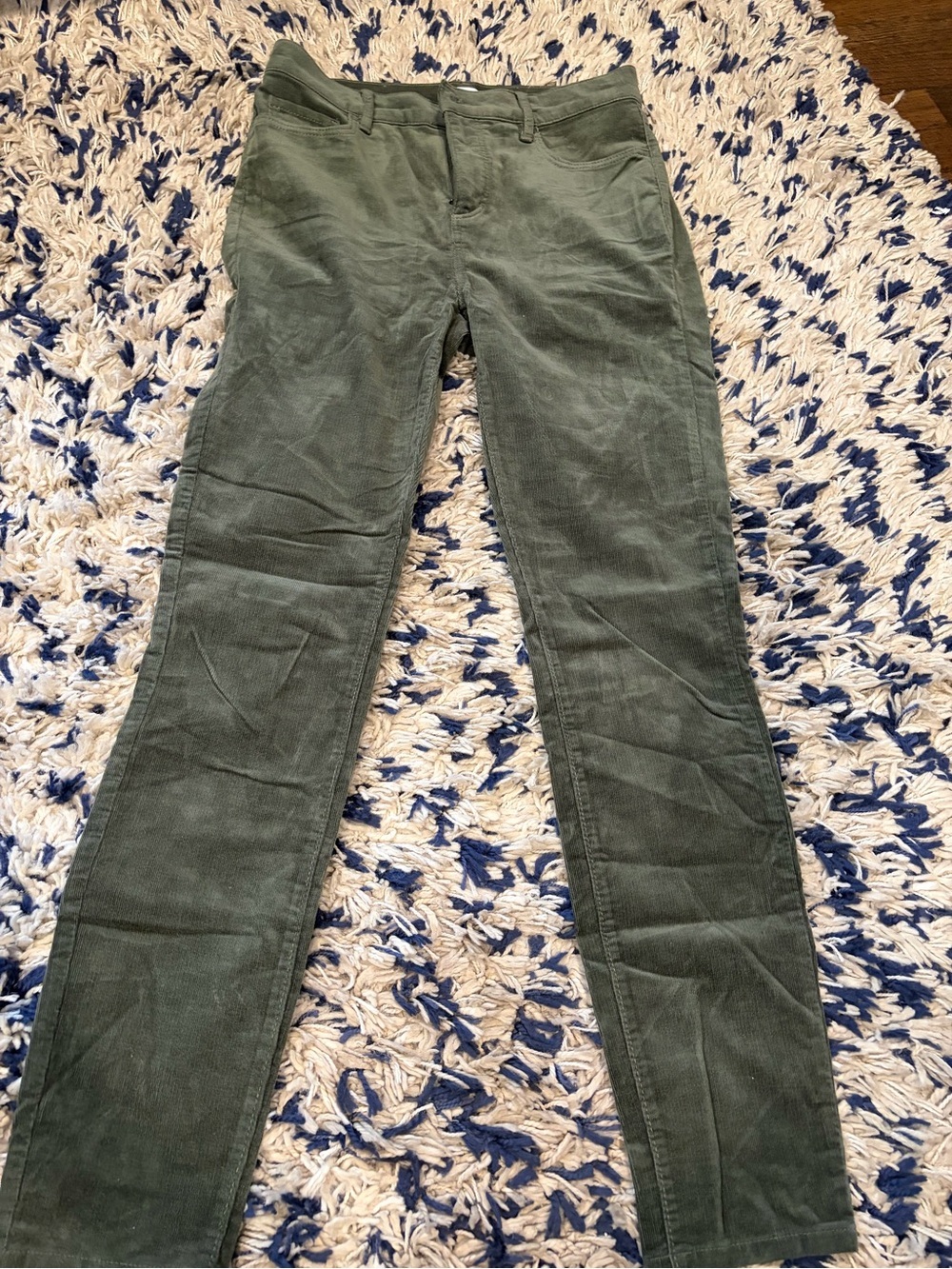 LOFT Olive Green Corduroy high waist skinny 
 Trousers size 27/4